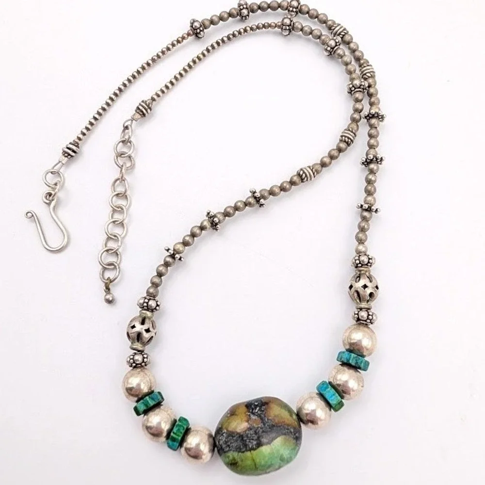 Boho Statement Necklace Lot Set of 3 Turquoise Color Bead Tassel Peacock Pendant
